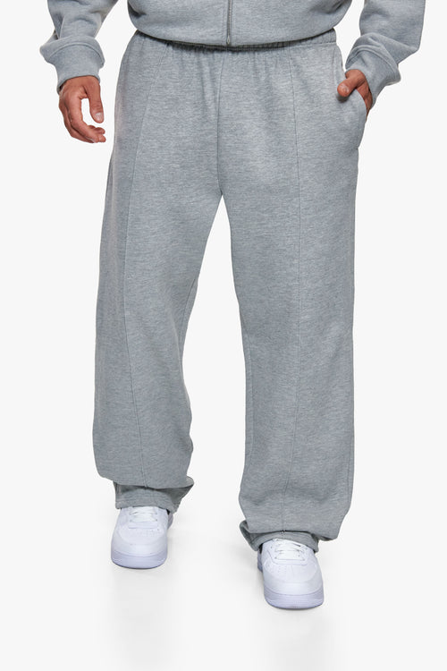 PINTUCK OPEN LEG JOGGER DARK GREY MELANGE