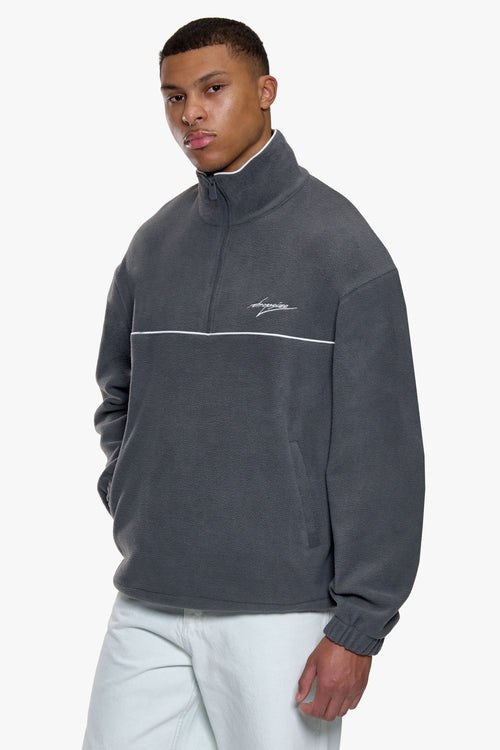 HALF ZIP SHERPA JACKET STEEL GREY