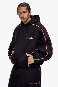 PIPING HOODIE BLACK PINK