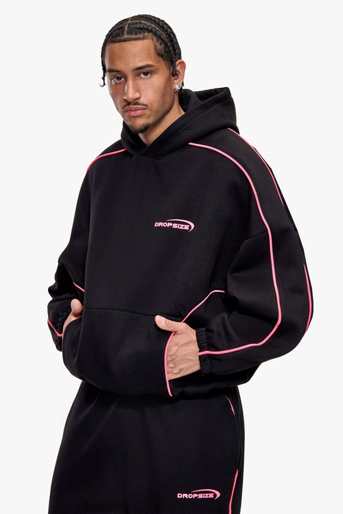 PIPING HOODIE BLACK PINK