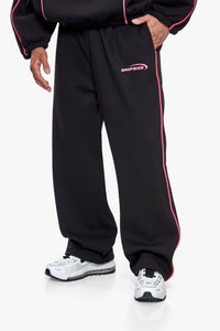 PIPING OPEN LEG JOGGER BLACK PINK