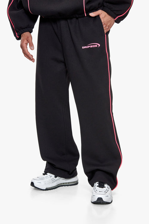PIPING OPEN LEG JOGGER BLACK PINK