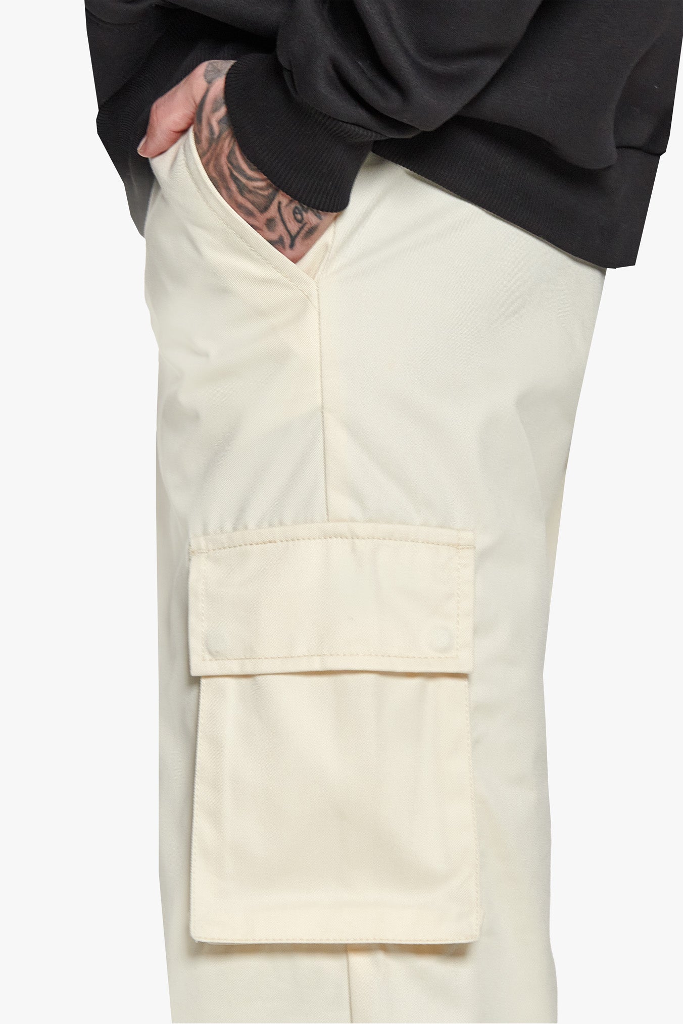 SINGLE CARGO POCKET WORKWEAR PANTS CREAM