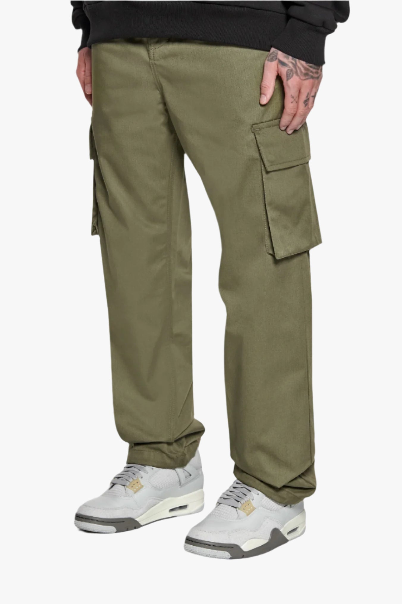 SINGLE CARGO POCKET WORK WEAR PANTS OLIVE