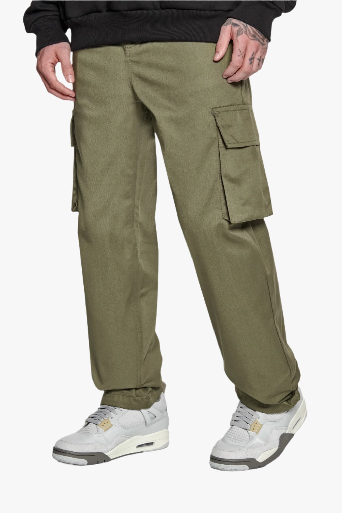 SINGLE CARGO POCKET WORK WEAR PANTS OLIVE