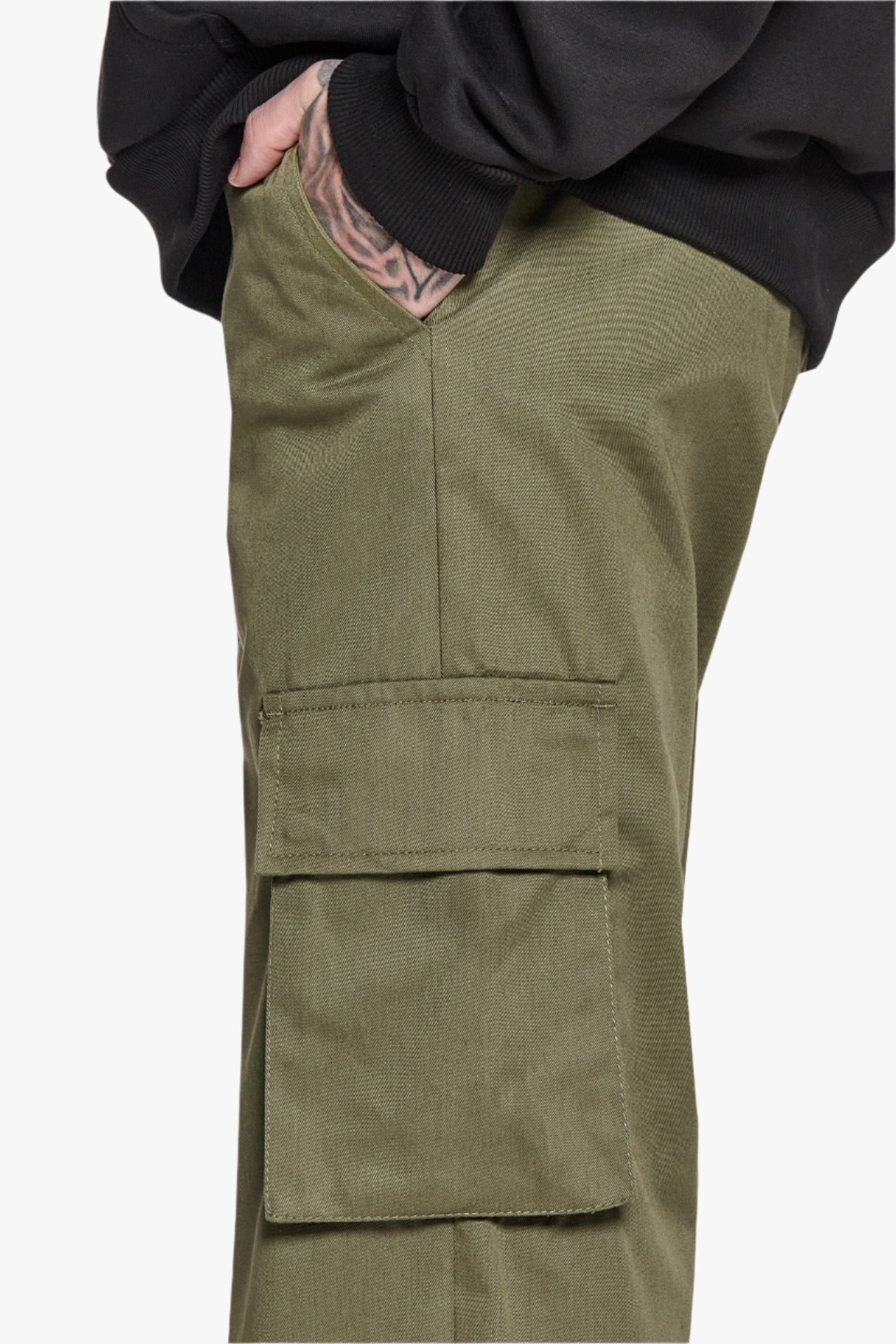 SINGLE CARGO POCKET WORK WEAR PANTS OLIVE