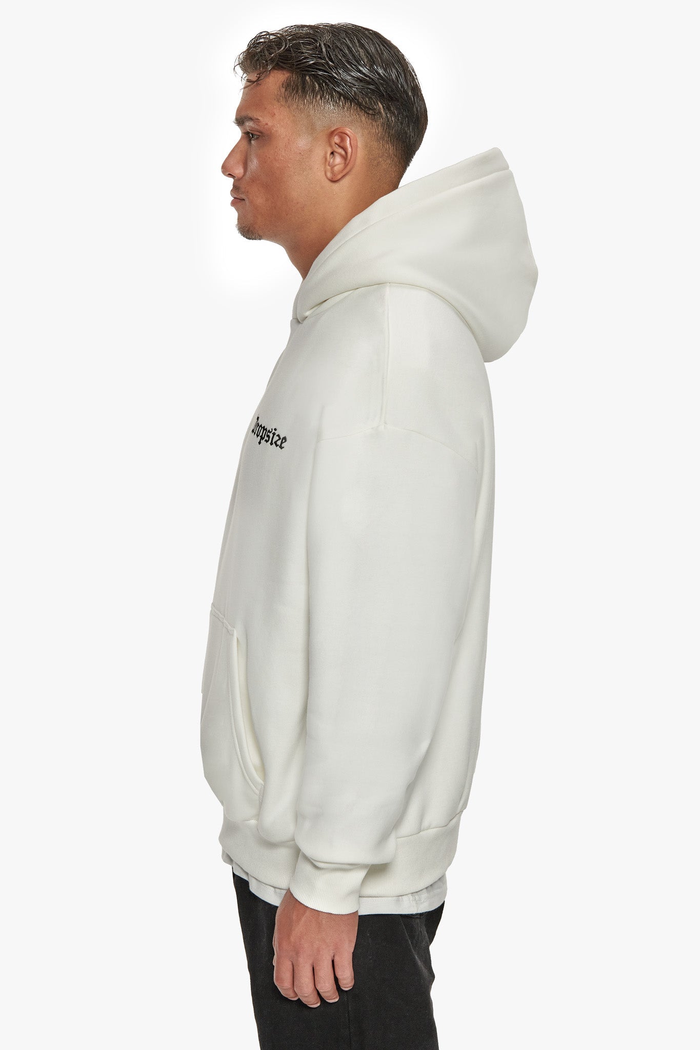 HEAVY OVERSIZE EMBO HOODIE CREAM WHITE