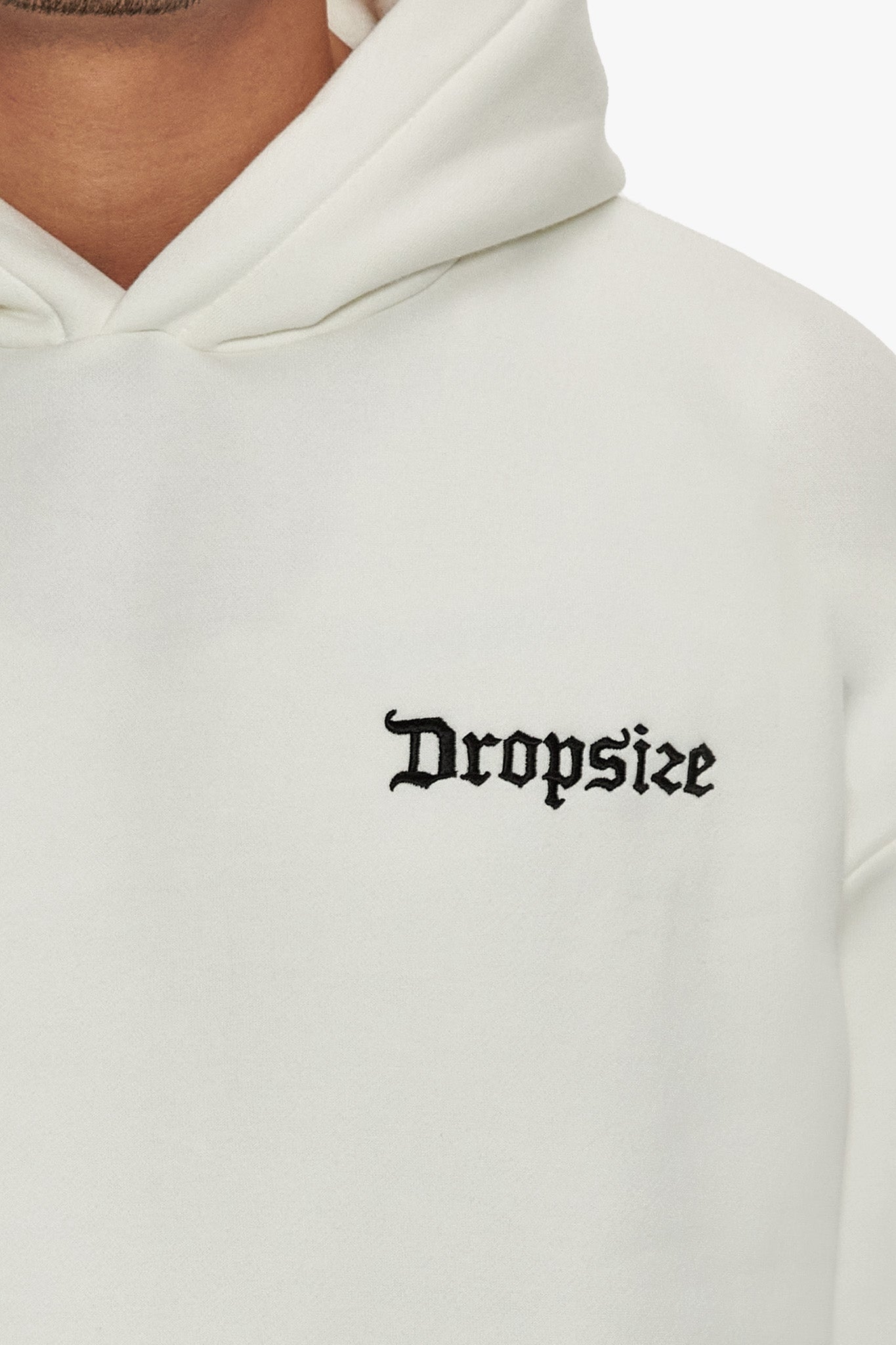 HEAVY OVERSIZE EMBO HOODIE CREAM WHITE