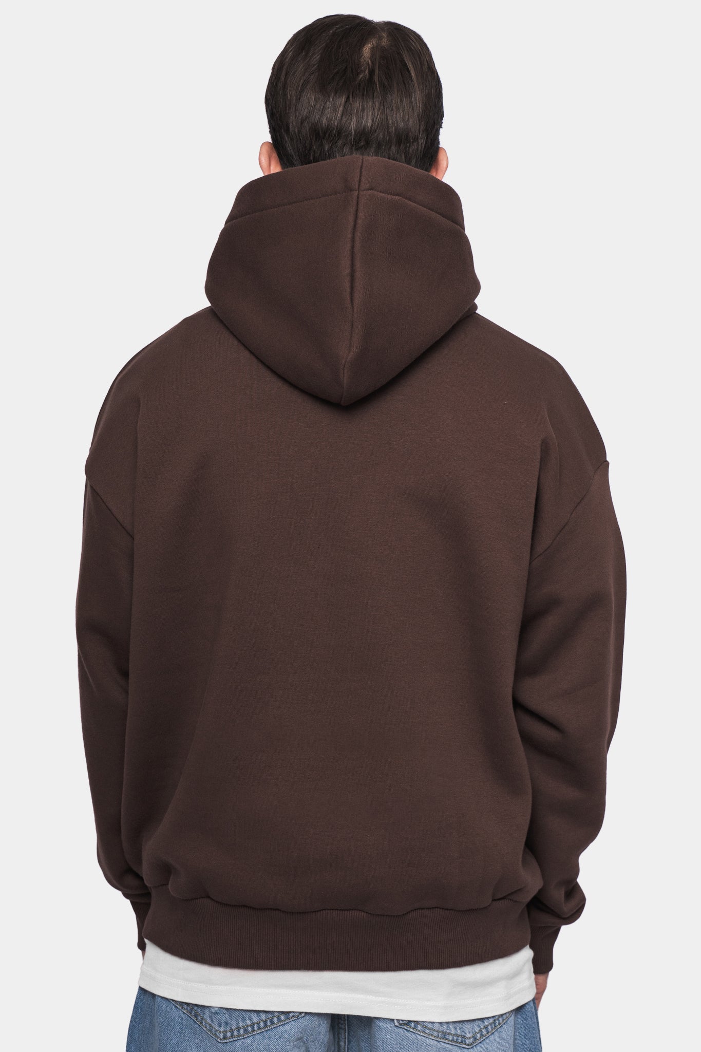 HEAVY OVERSIZE EMBO HOODIE DARK BROWN
