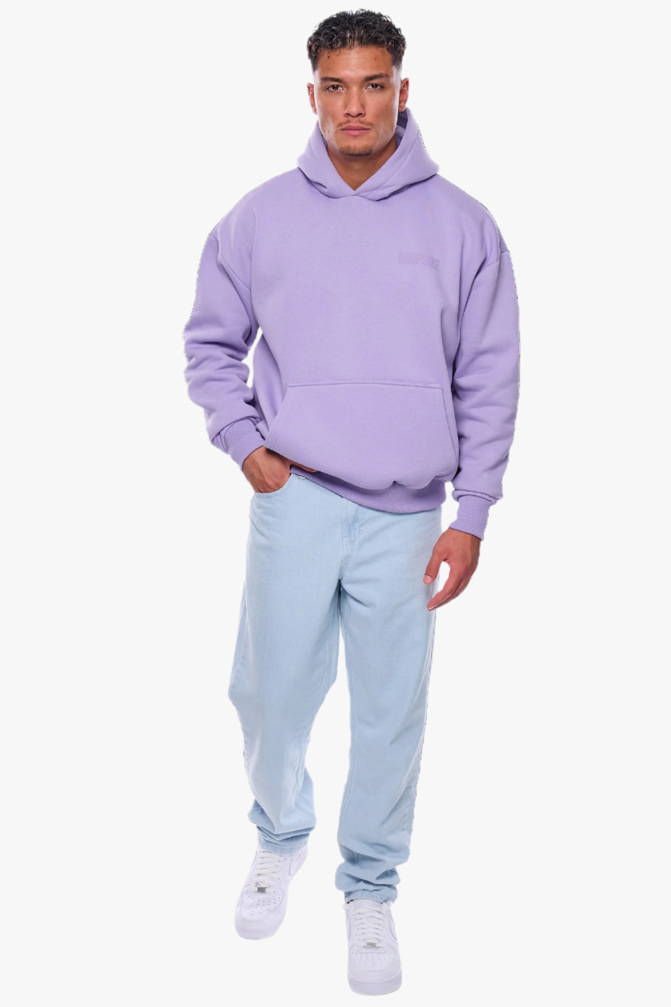 HEAVY OVERSIZE HD PRINT HOODIE PURPLE ROSE