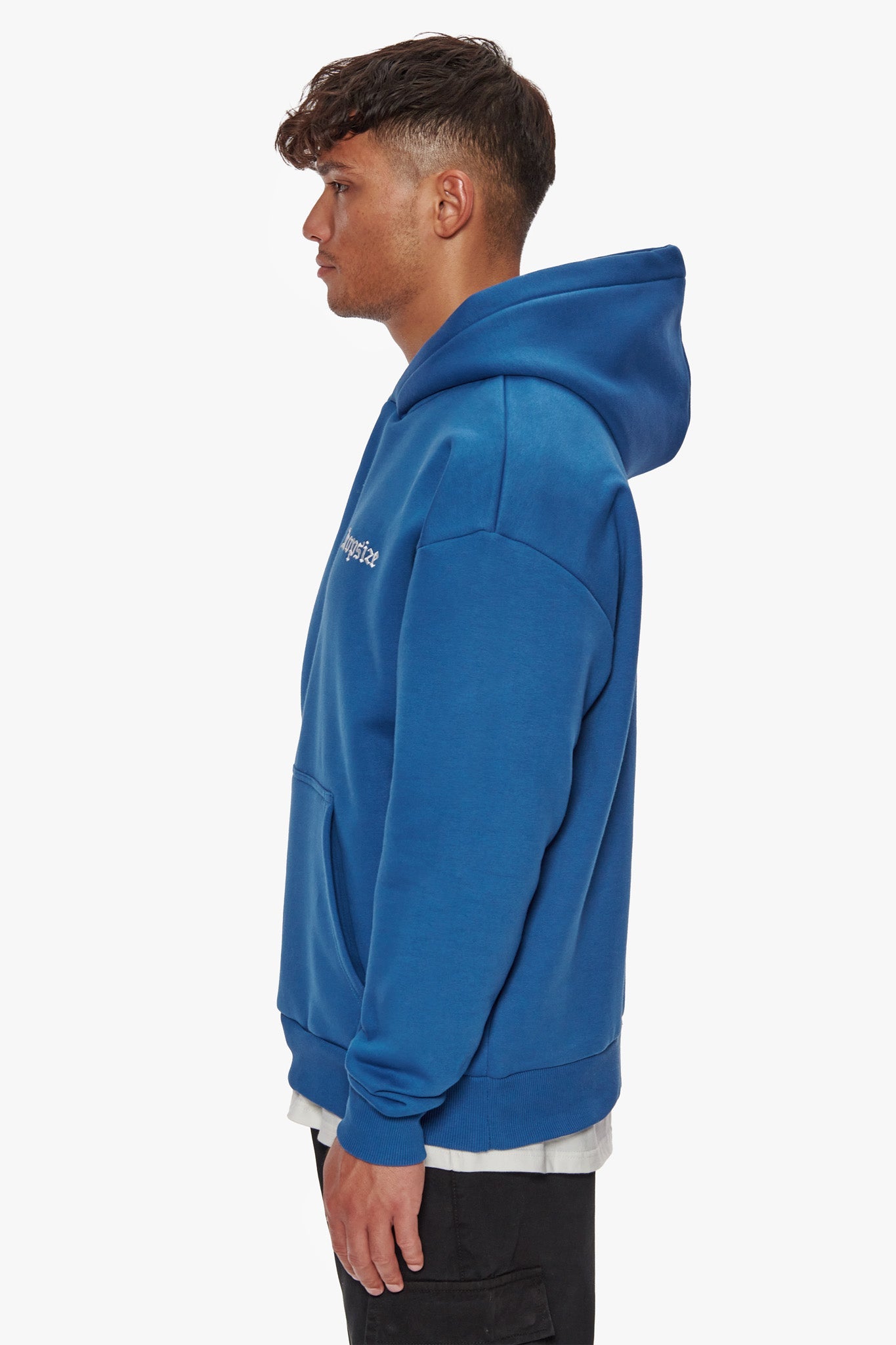 HEAVY OVERSIZE EMBO HOODIE BLUE
