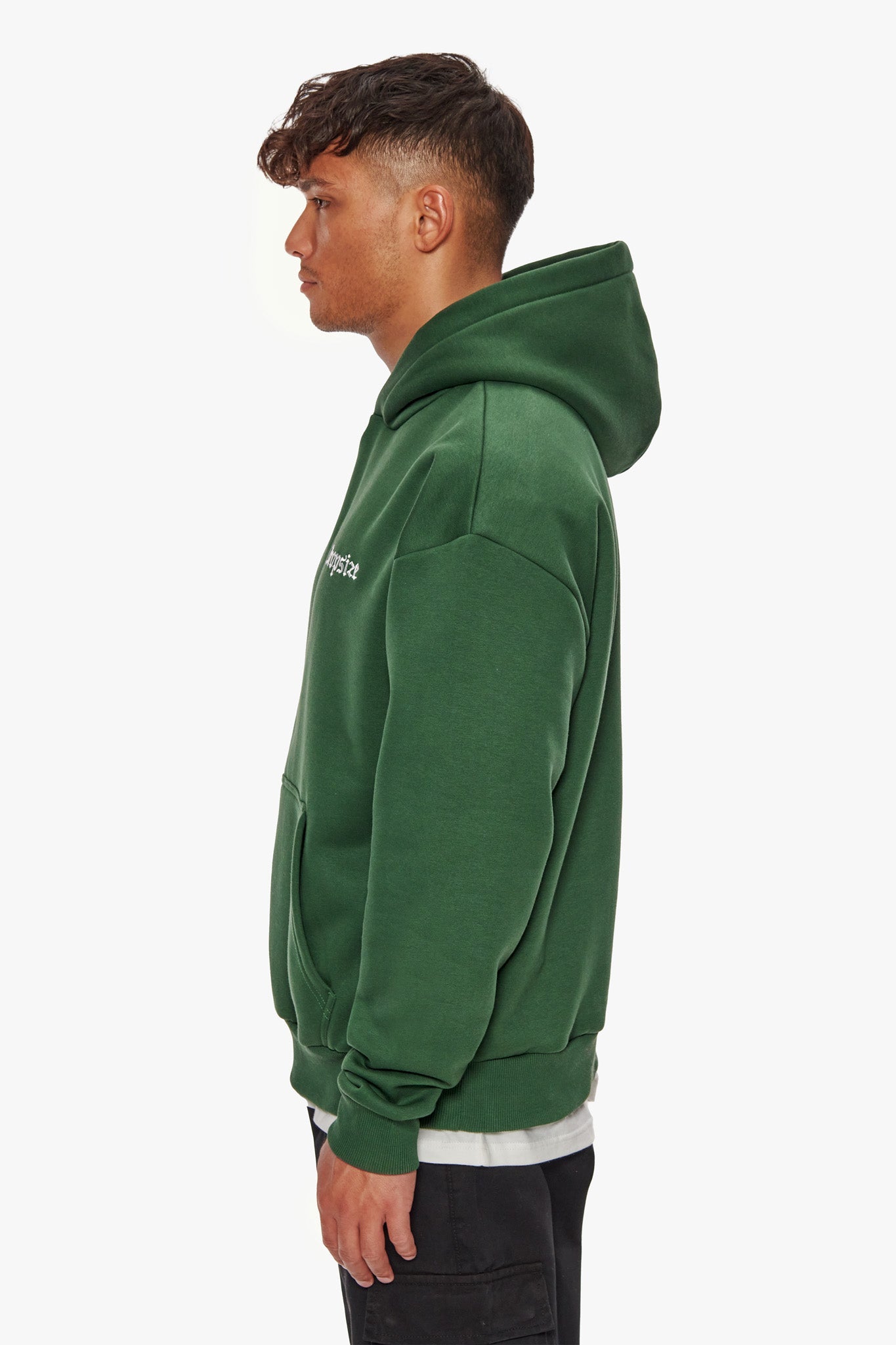 HEAVY OVERSIZE EMBO HOODIE DARK GREEN