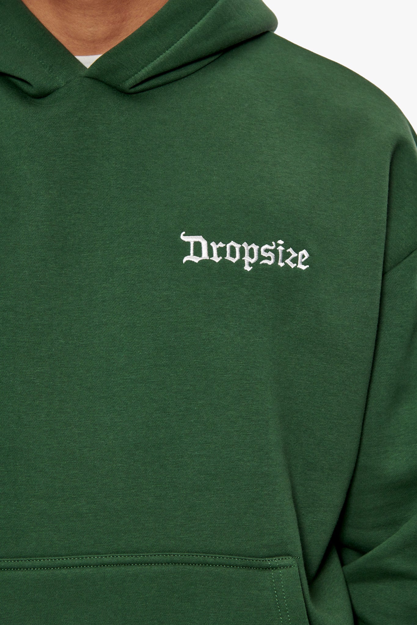 HEAVY OVERSIZE EMBO HOODIE DARK GREEN