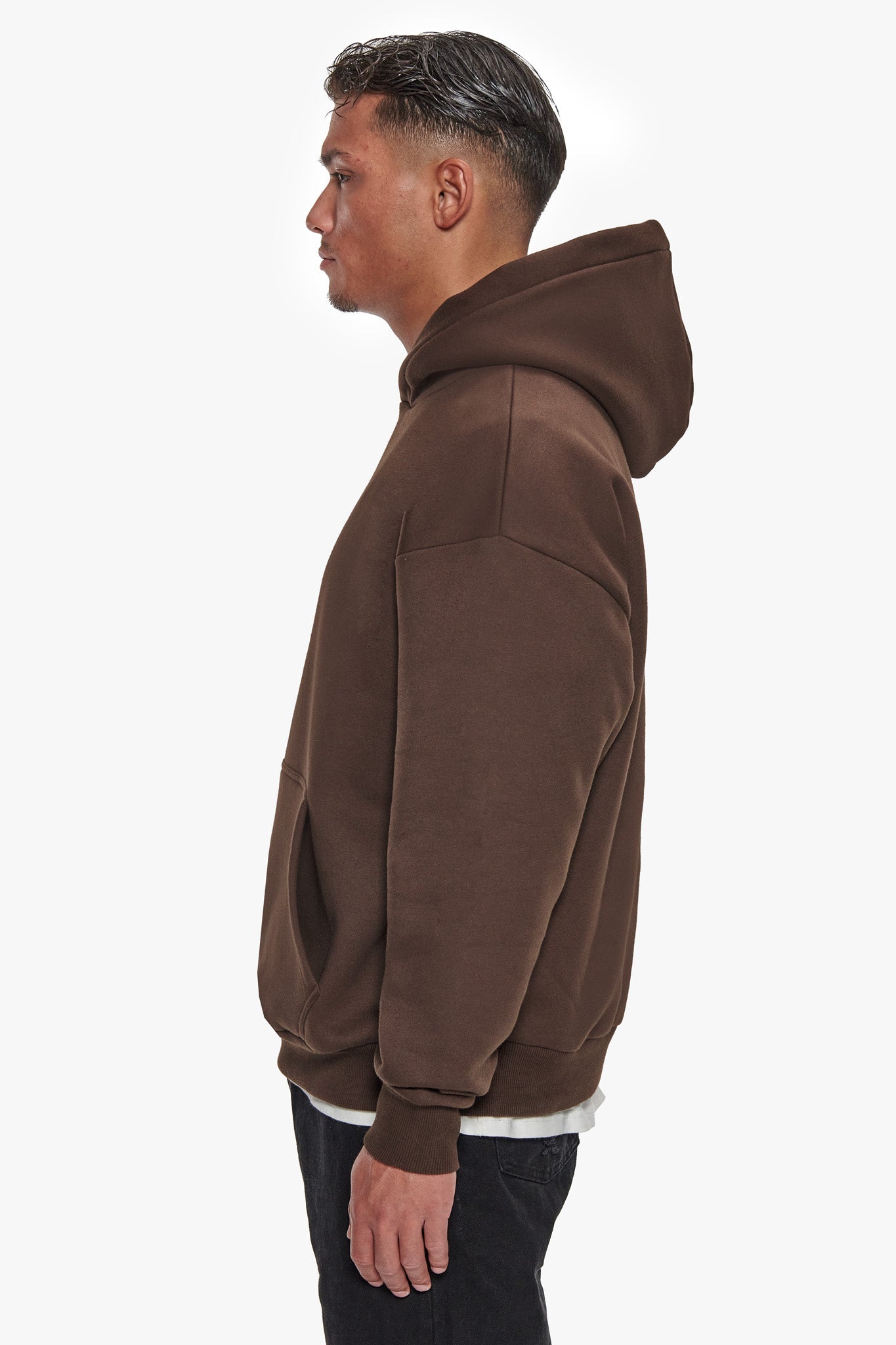 HEAVY OVERSIZE TRIPLE LOGO HOODIE CHOCOLATE BROWN