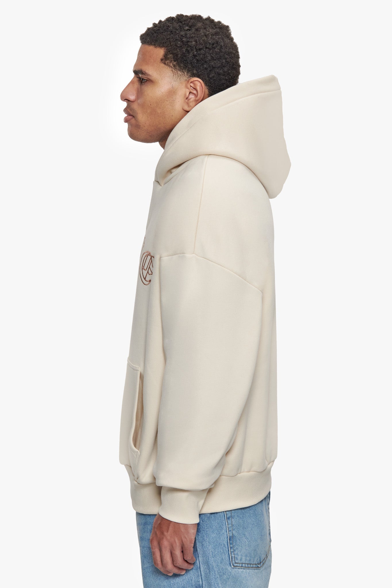 HEAVY OVERSIZE CRIME OUTLINE HOODIE COCONUT MILK