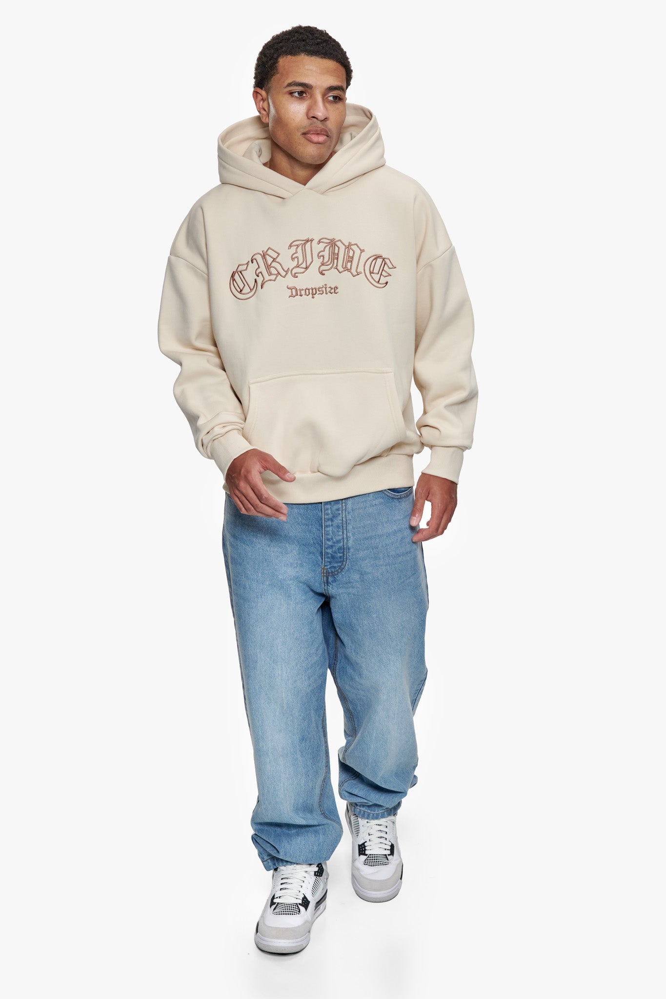 HEAVY OVERSIZE CRIME OUTLINE HOODIE COCONUT MILK