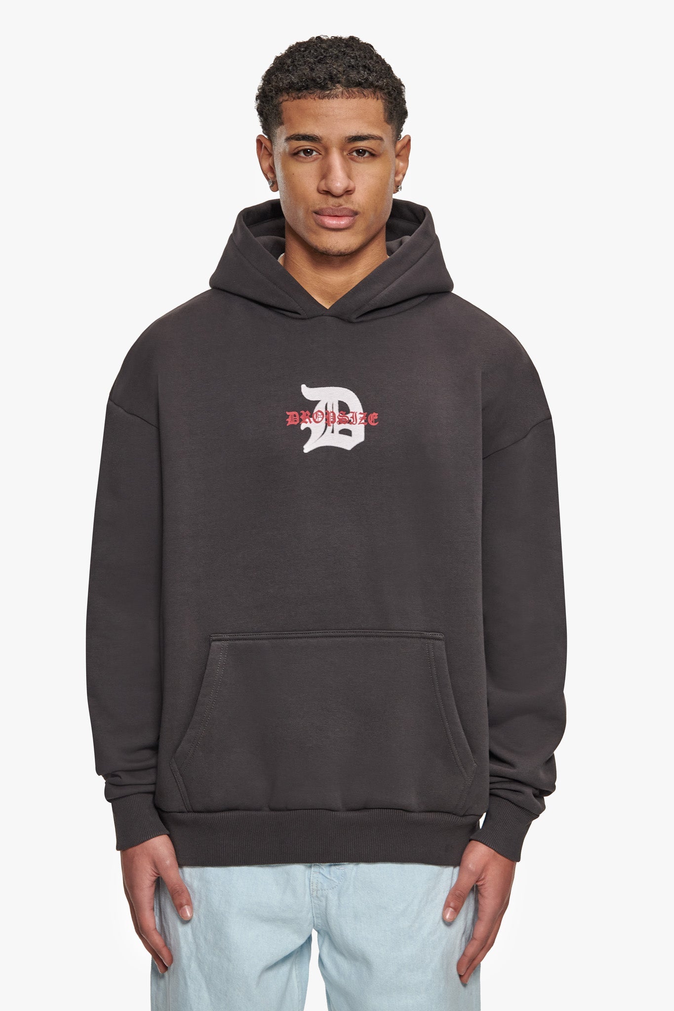 HEAVY OVERSIZE MID LOGO HOODIE WASHED BLACK