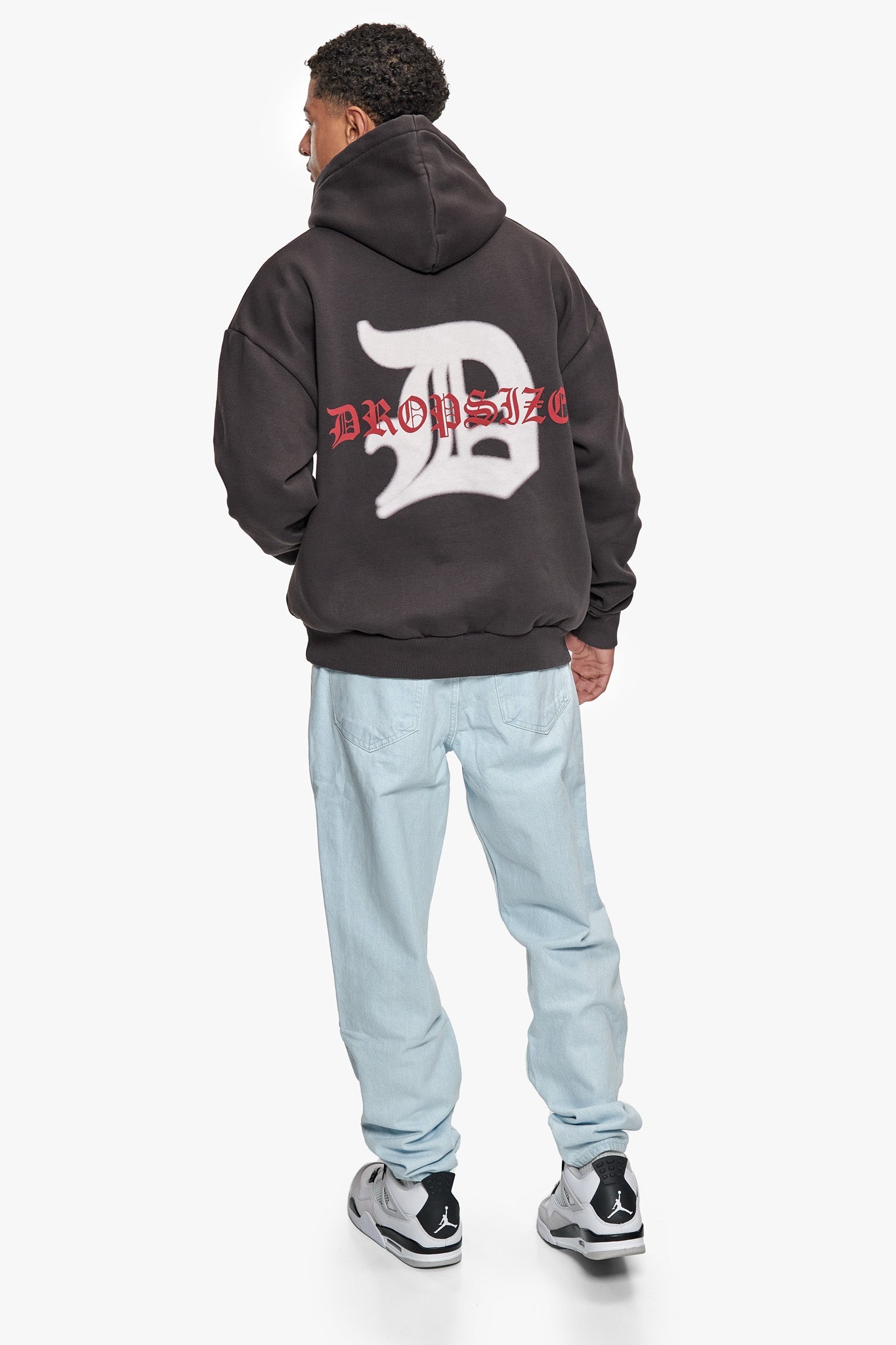 HEAVY OVERSIZE MID LOGO HOODIE WASHED BLACK