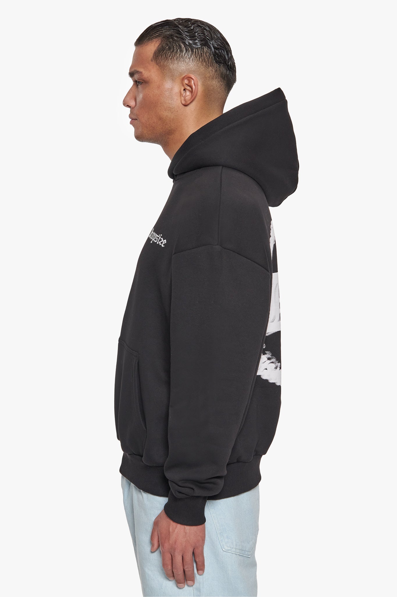 HEAVY OVERSIZE BLURRED LOGO HOODIE BLACK