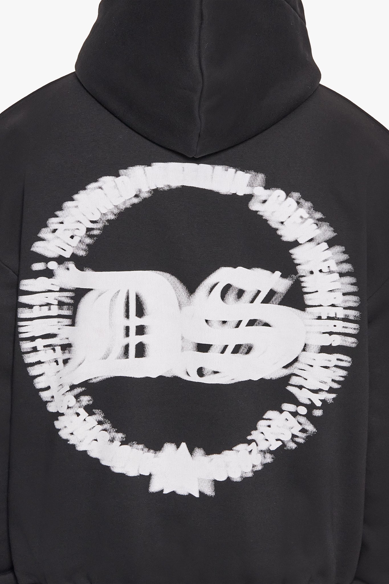 HEAVY OVERSIZE BLURRED LOGO HOODIE BLACK