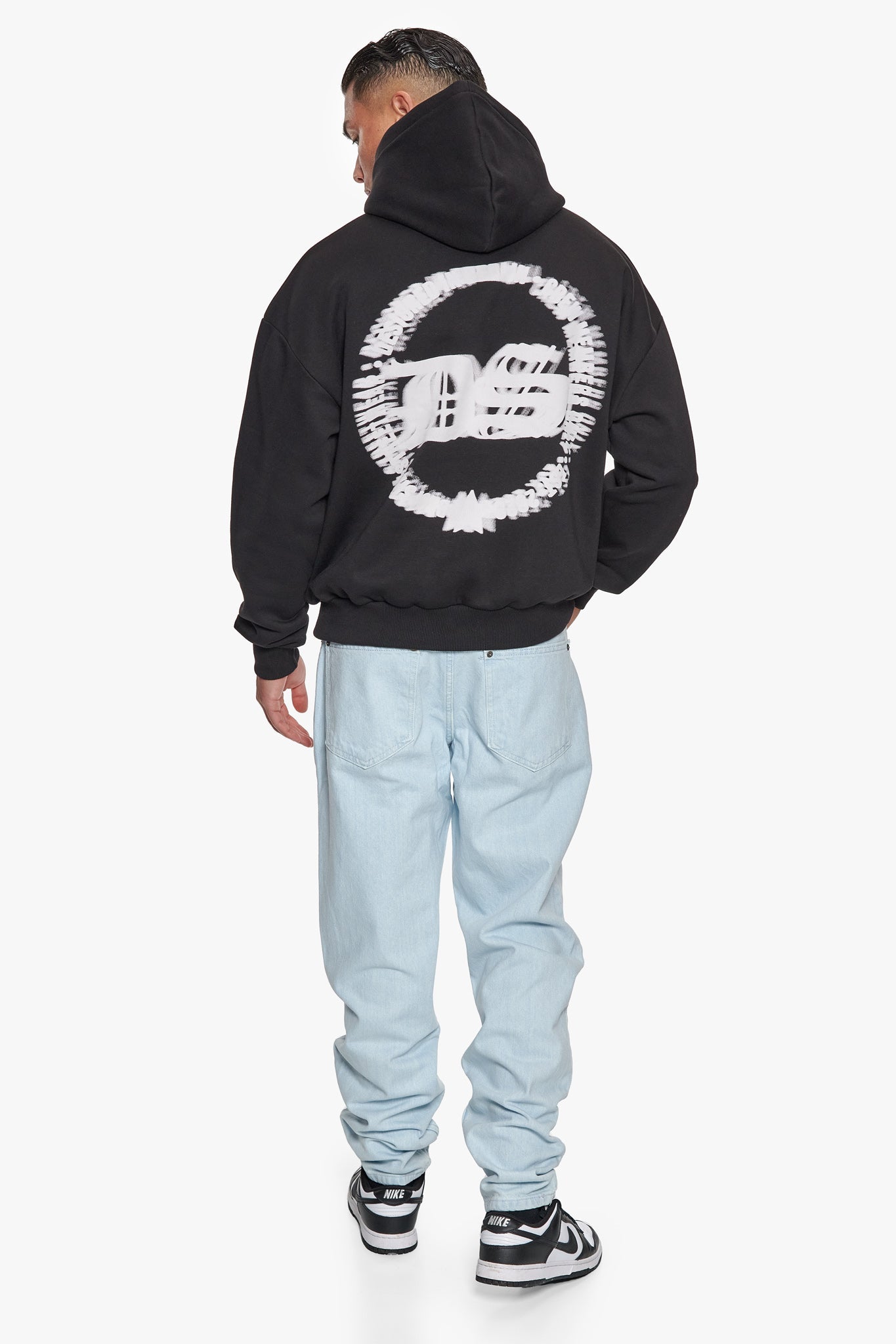 HEAVY OVERSIZE BLURRED LOGO HOODIE BLACK