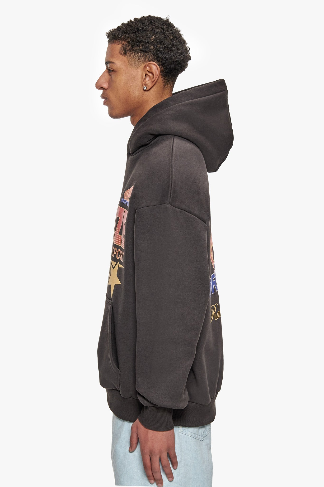 SUPER HEAVY OVERSIZE RACING DEPARTMENT HOODIE WASHED BLACK