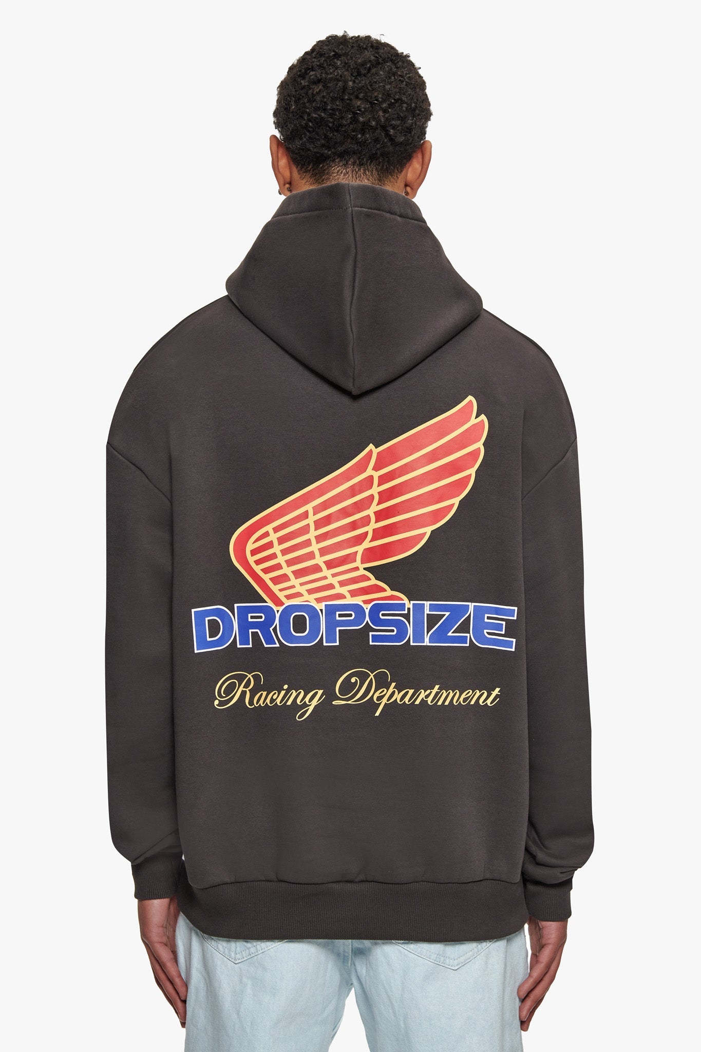 SUPER HEAVY OVERSIZE RACING DEPARTMENT HOODIE WASHED BLACK