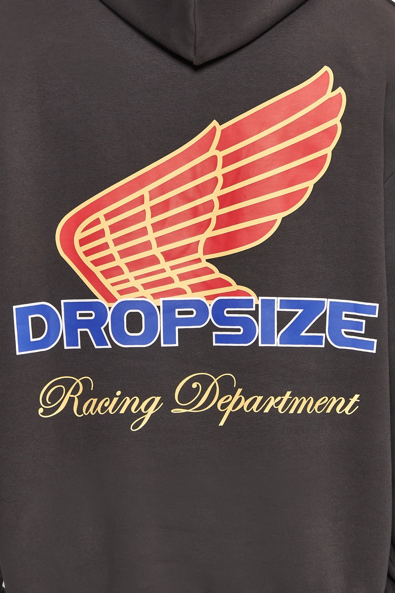 SUPER HEAVY OVERSIZE RACING DEPARTMENT HOODIE WASHED BLACK