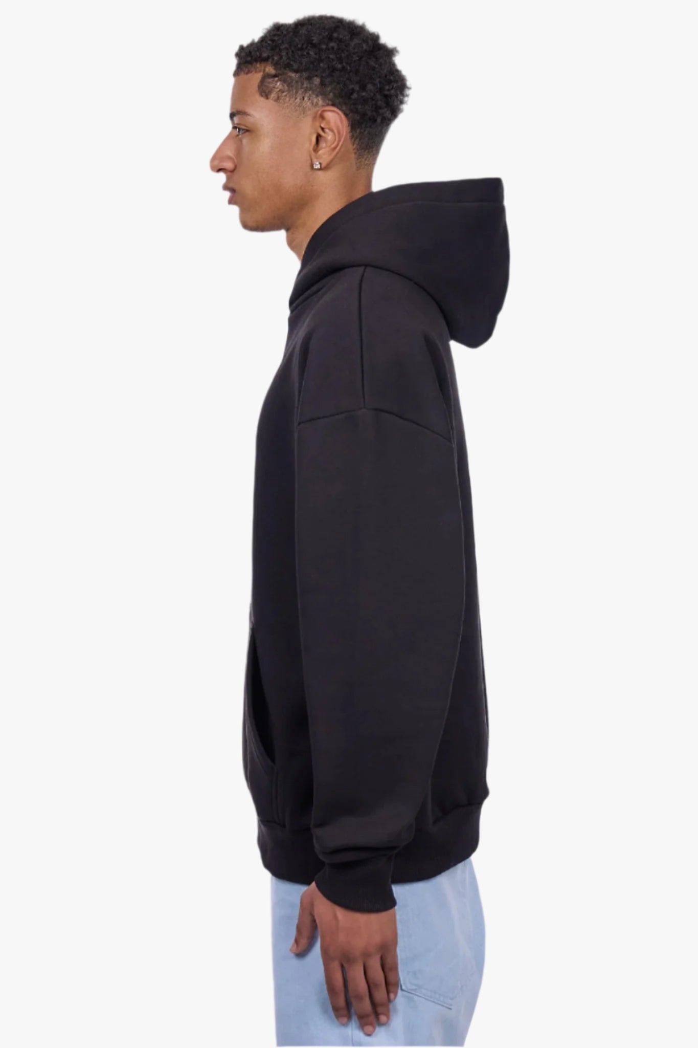 HEAVY OVERSIZE MIDDLE RUBBER PATCH HOODIE BLACK