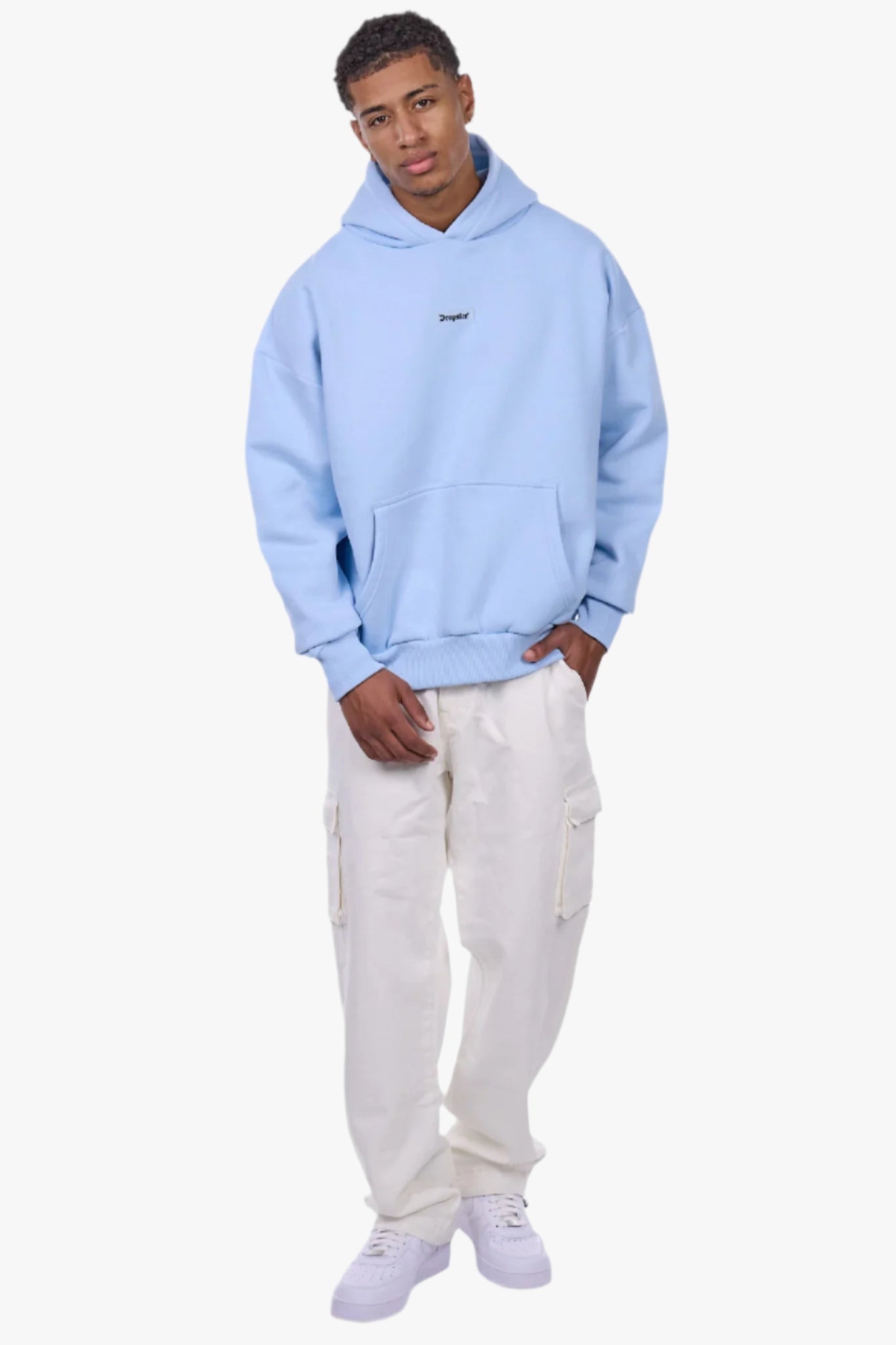 HEAVY OVERSIZE MIDDLE RUBBER PATCH HOODIE BABY BLUE
