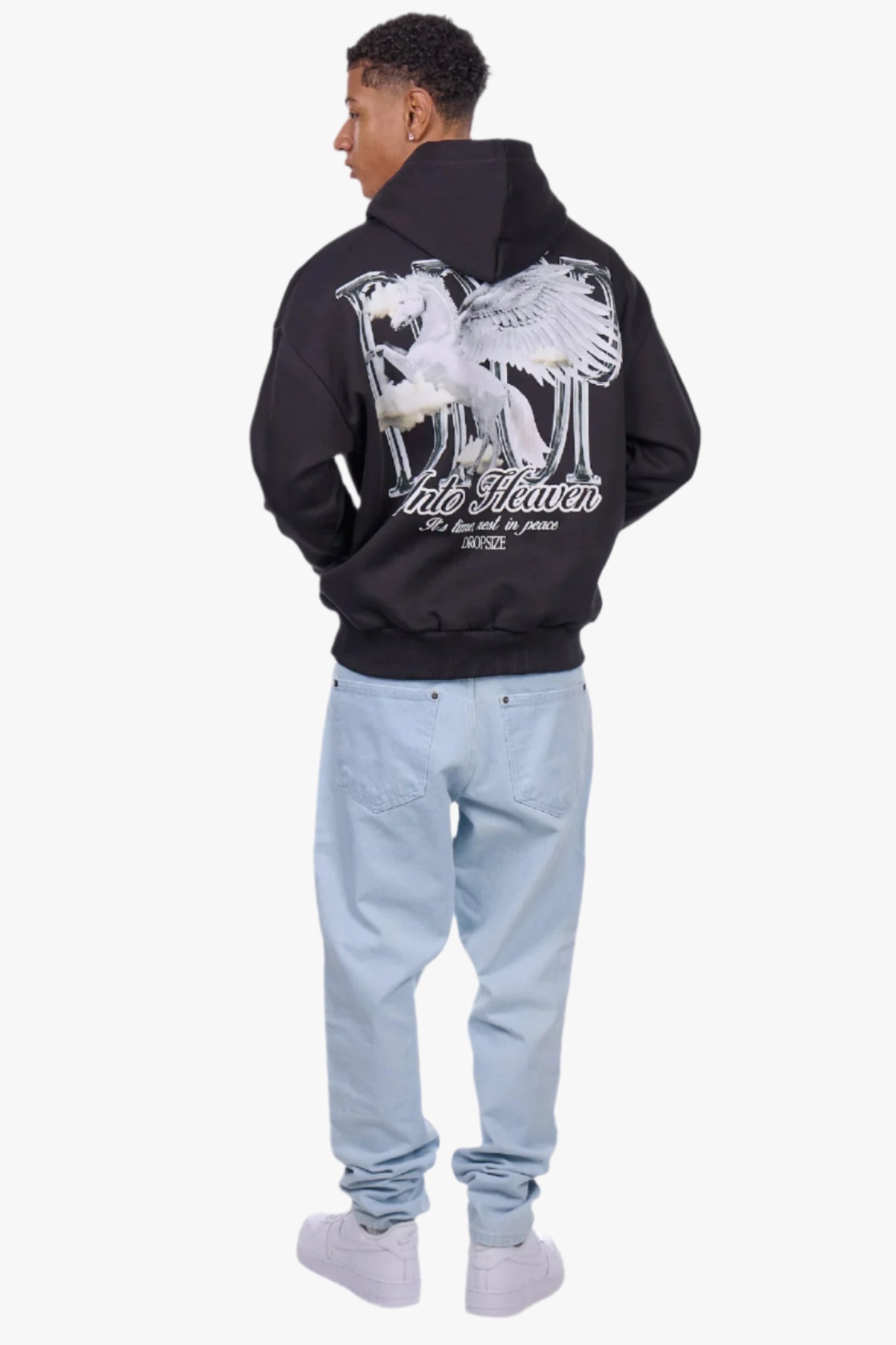 HEAVY OVERSIZE PEGASUS HOODIE BLACK