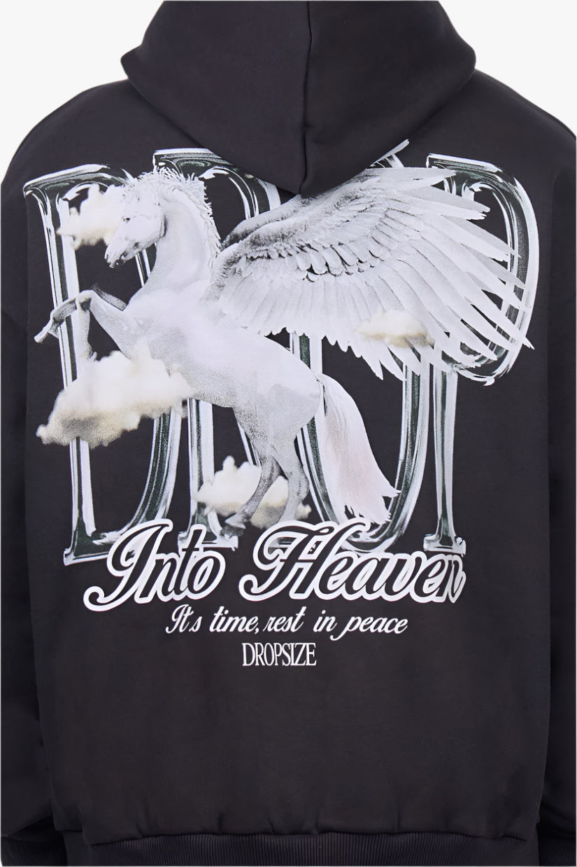 HEAVY OVERSIZE PEGASUS HOODIE BLACK