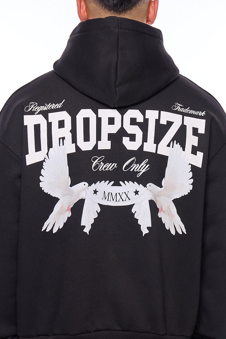 HEAVY OVERSIZE CREW ONLY HOODIE BLACK