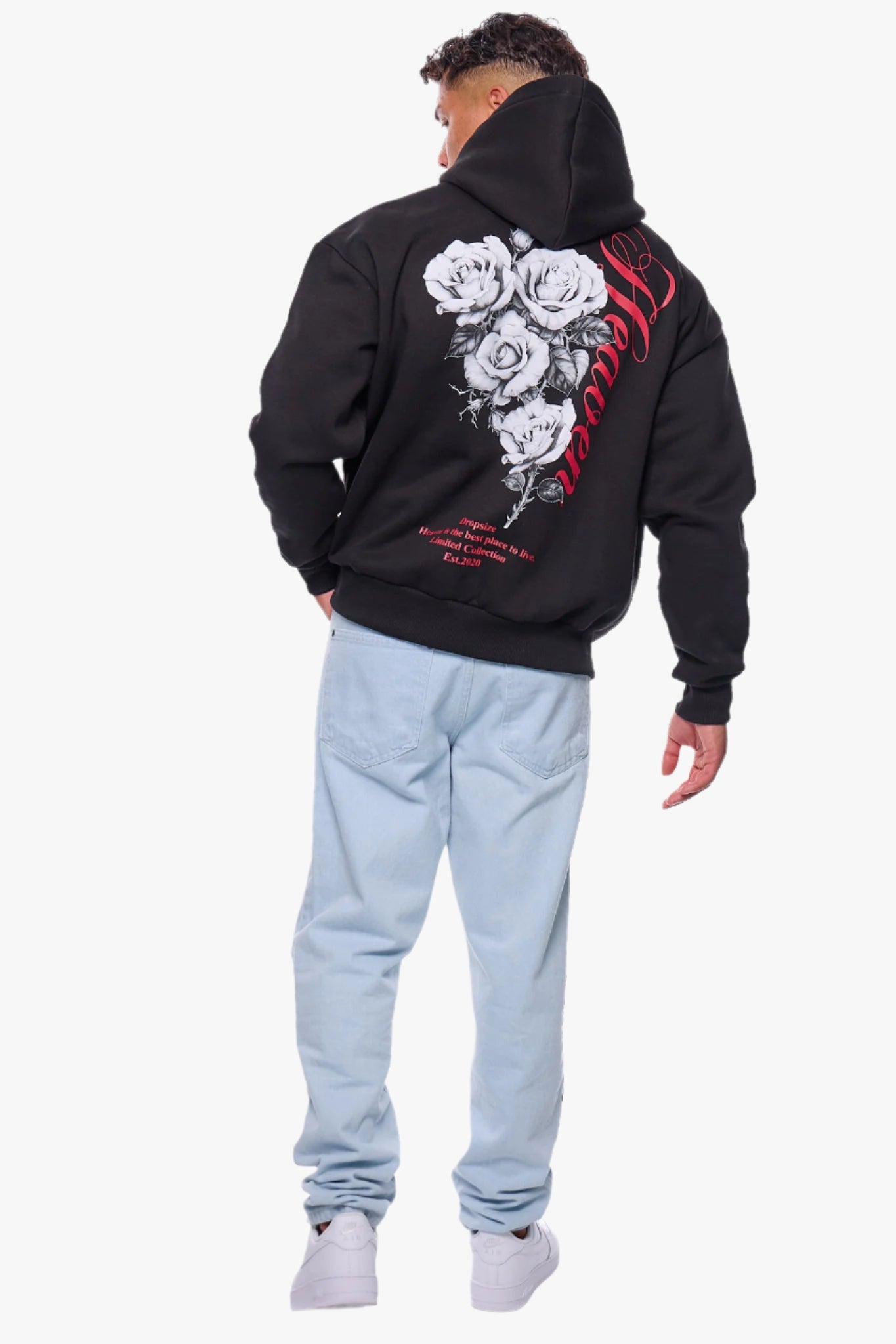 HEAVY OVERSIZE HEAVEN ROSES HOODIE BLACK