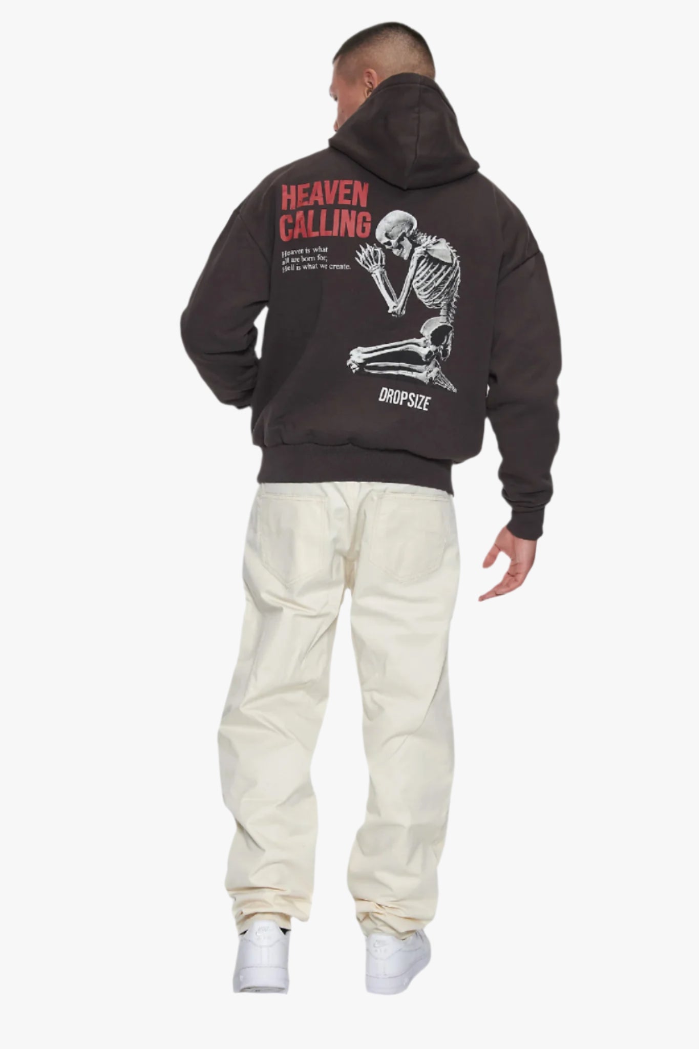 HEAVY OVERSIZE HEAVEN CALLING HOODIE WASHED BLACK