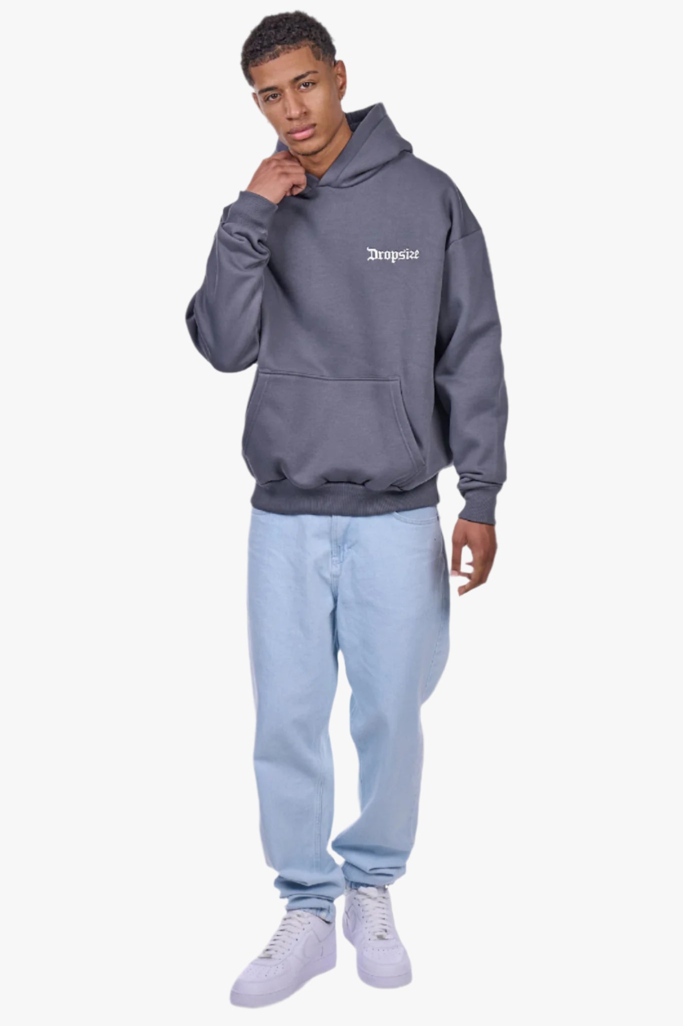 HEAVY OVERSIZE EMBO HOODIE IRON GREY