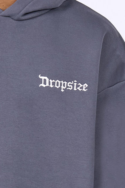 HEAVY OVERSIZE EMBO HOODIE IRON GREY