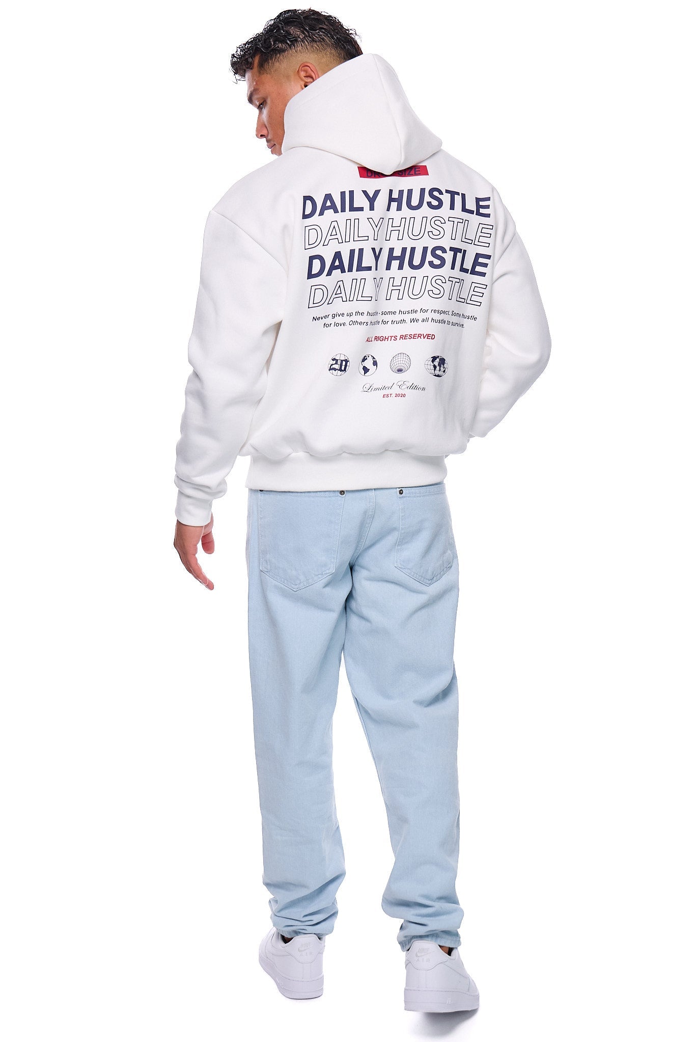 HEAVY OVERSIZE DAILY HUSTLE HOODIE CREAM WHITE