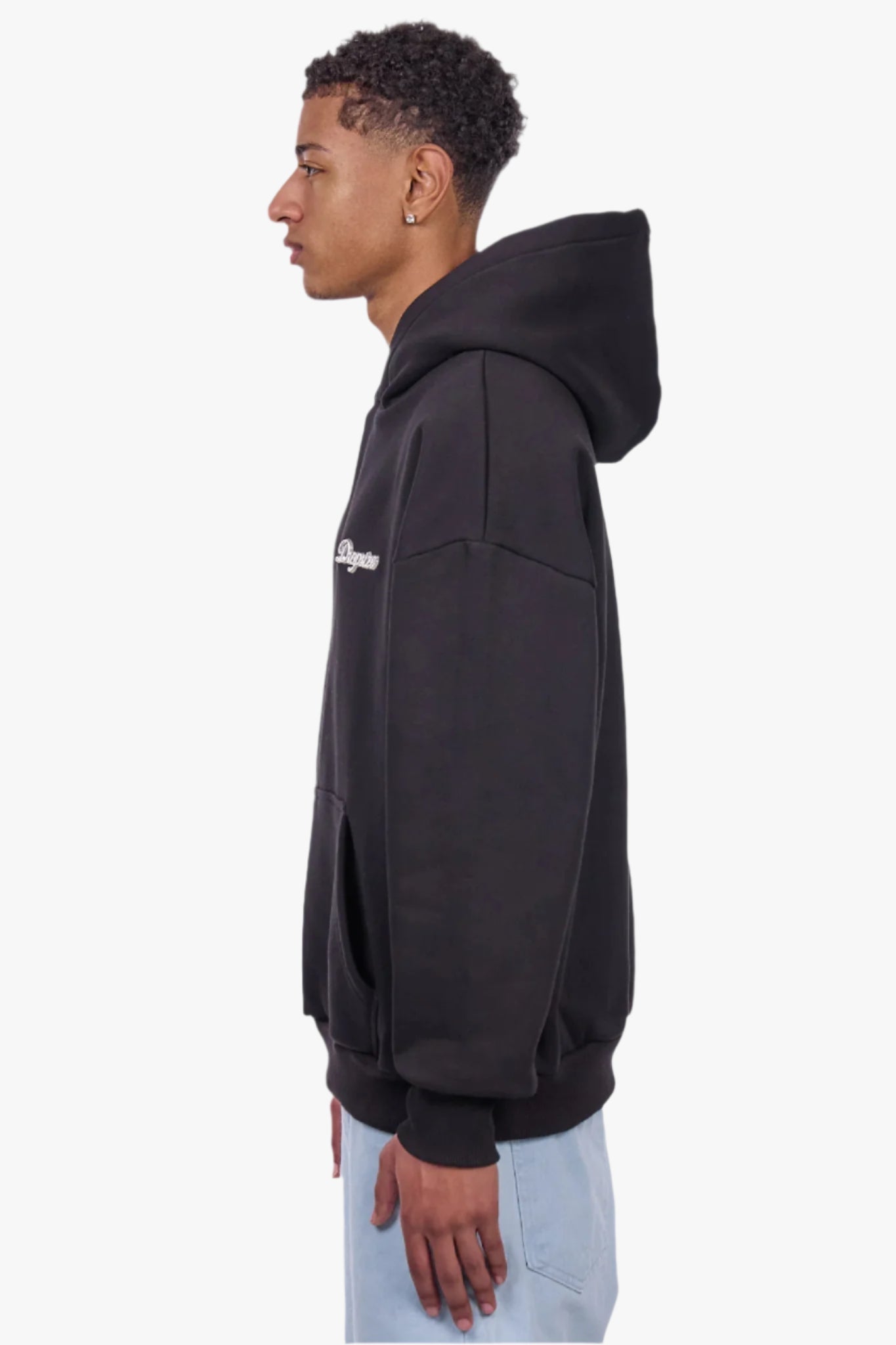 HEAVY OVERSIZE SCRIPT LOGO HOODIE BLACK