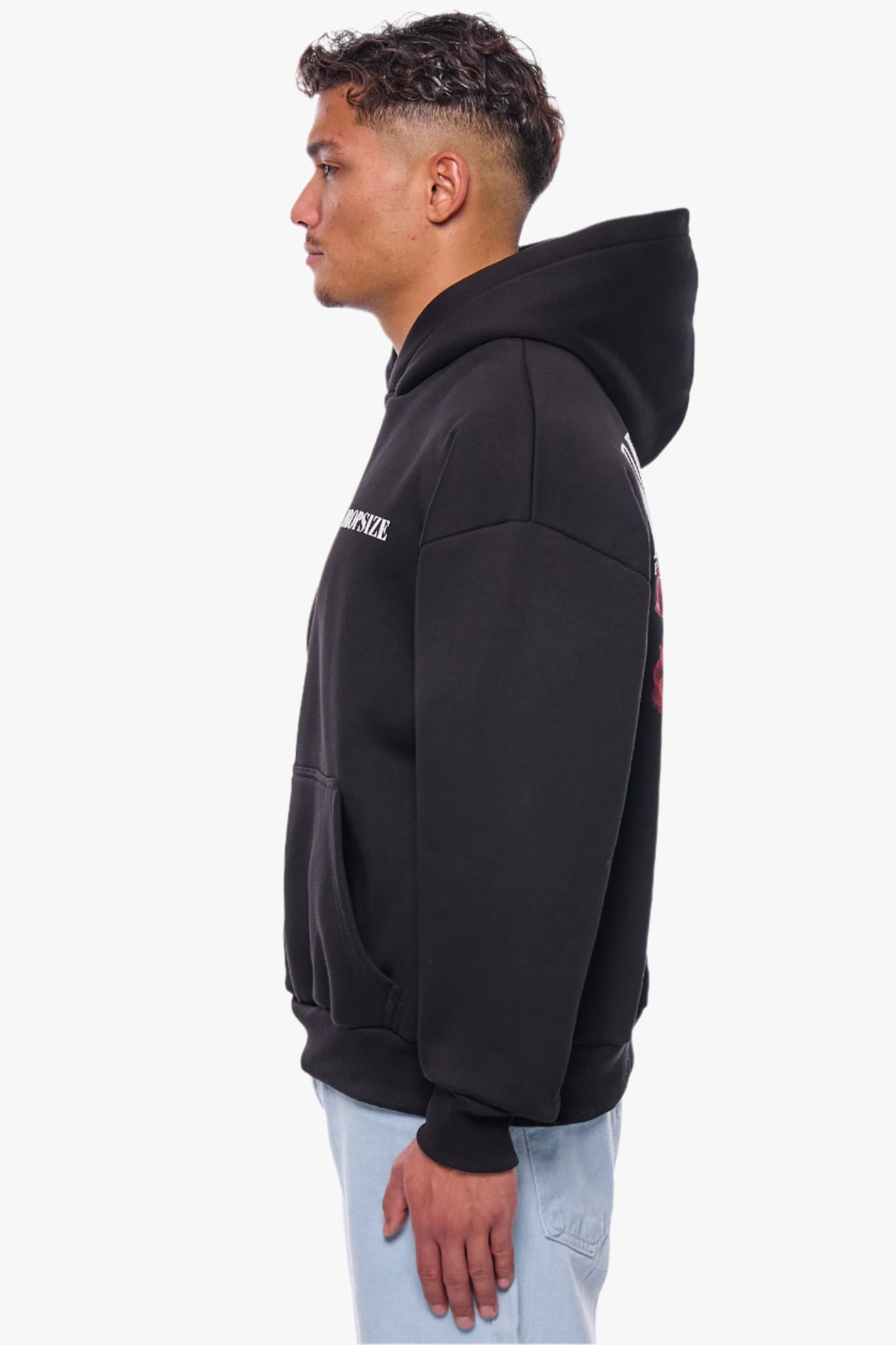 HEAVY OVERSIZE DOVES AND ROSES HOODIE BLACK