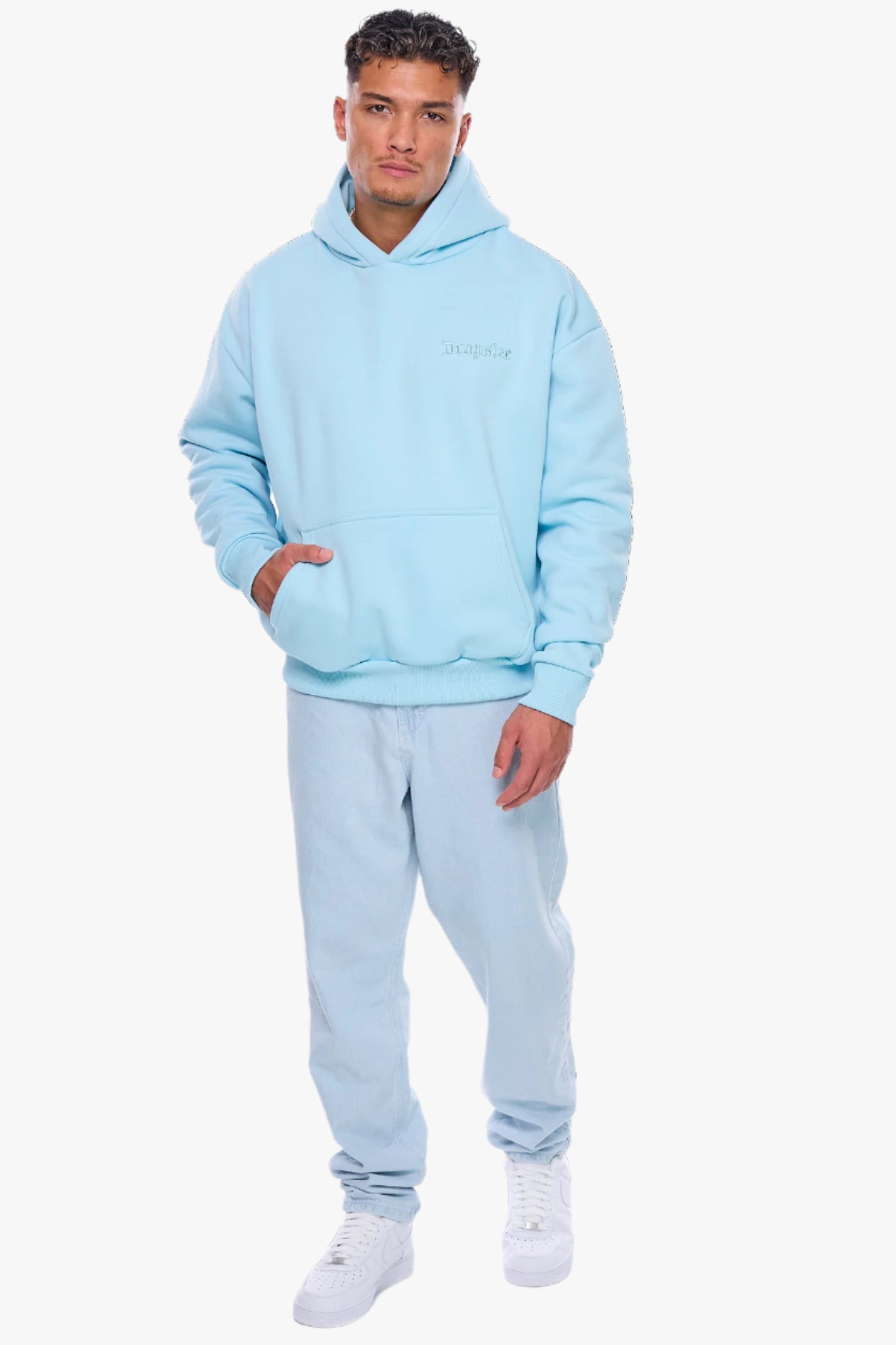 HEAVY OVERSIZE EMBO HOODIE BLUE GLOW
