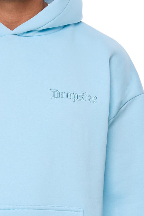 HEAVY OVERSIZE EMBO HOODIE BLUE GLOW