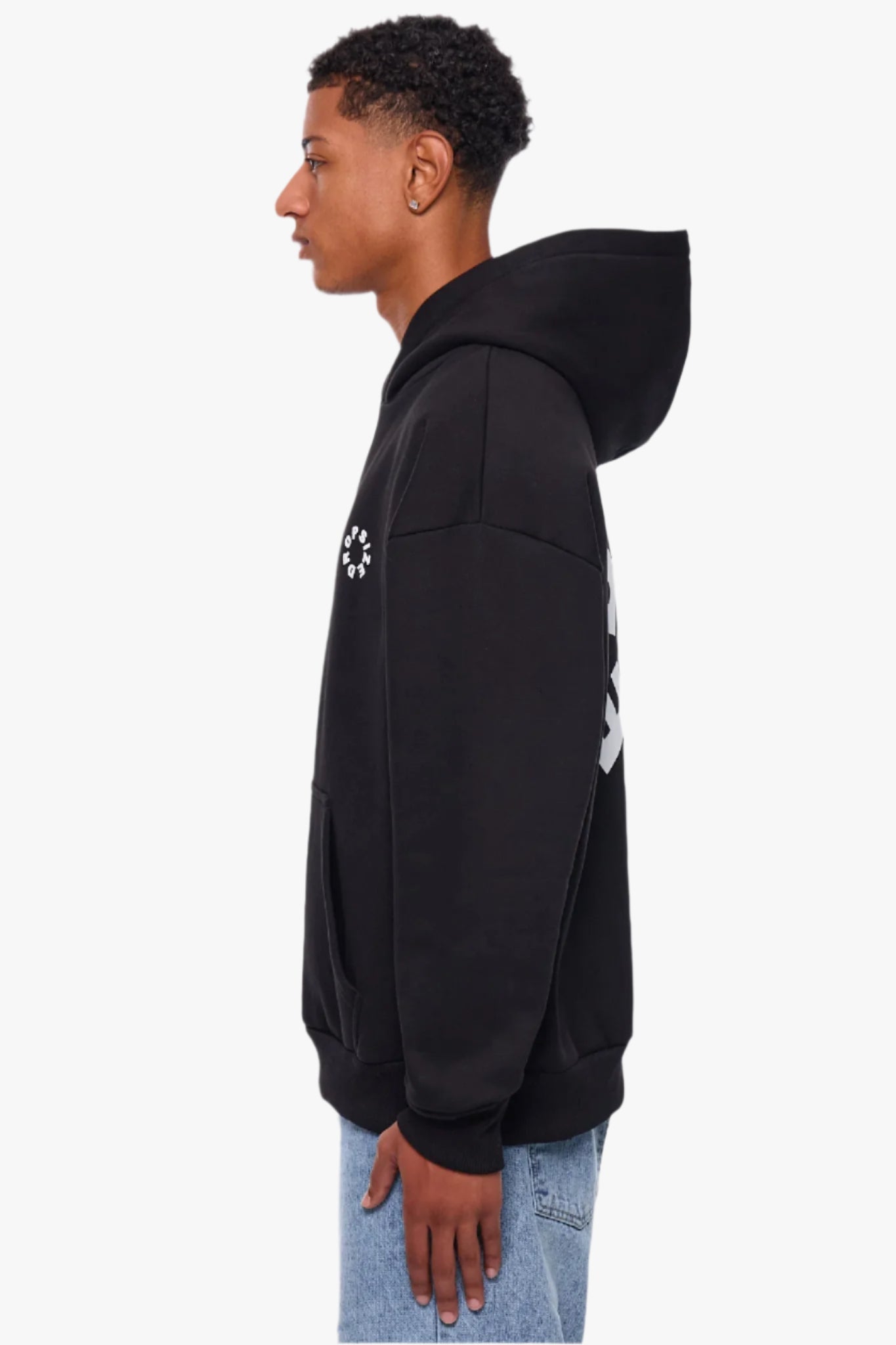 HEAVY OVERSIZE CIRCLE BLOCK HOODIE BLACK