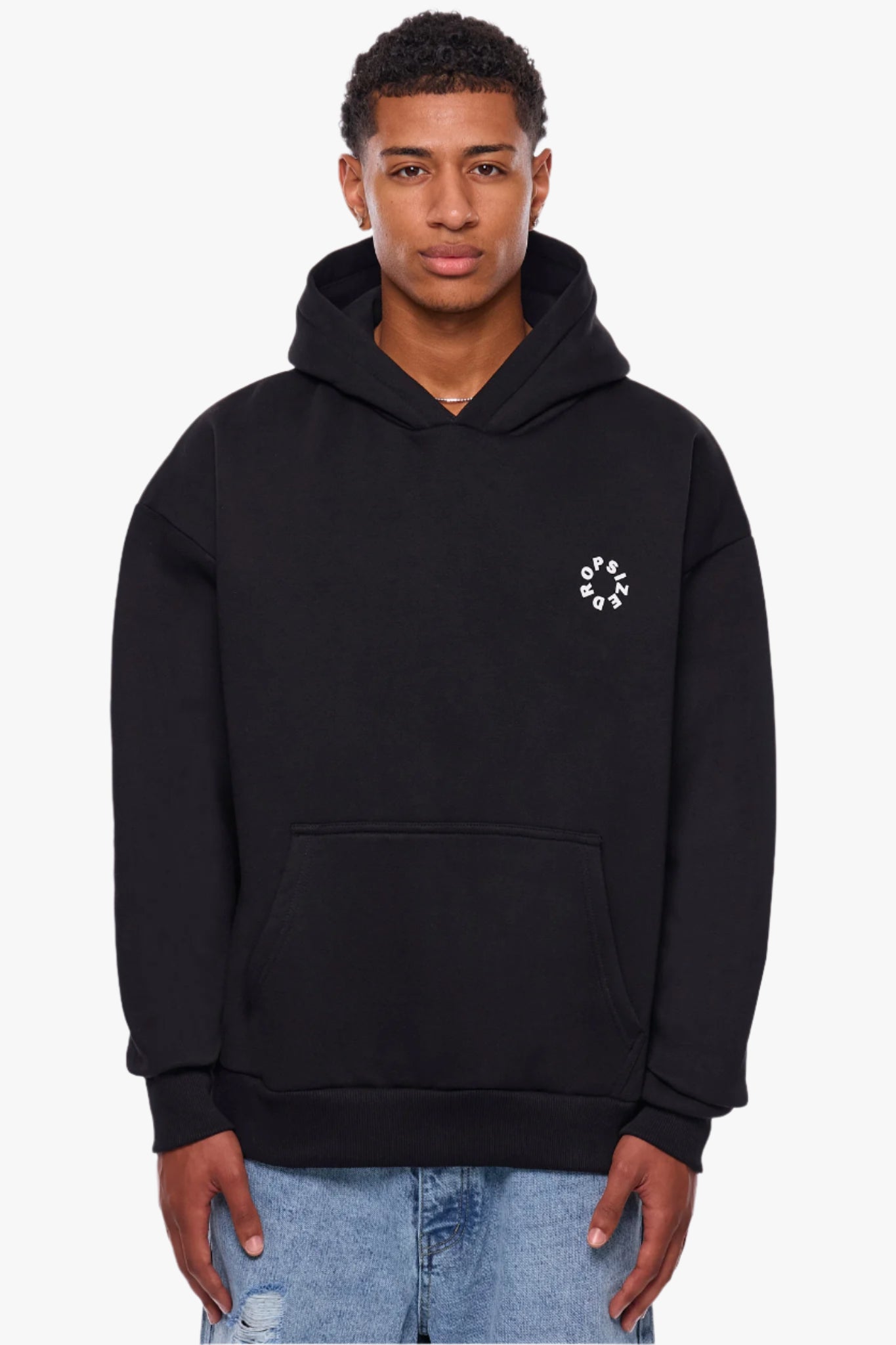 HEAVY OVERSIZE CIRCLE BLOCK HOODIE BLACK