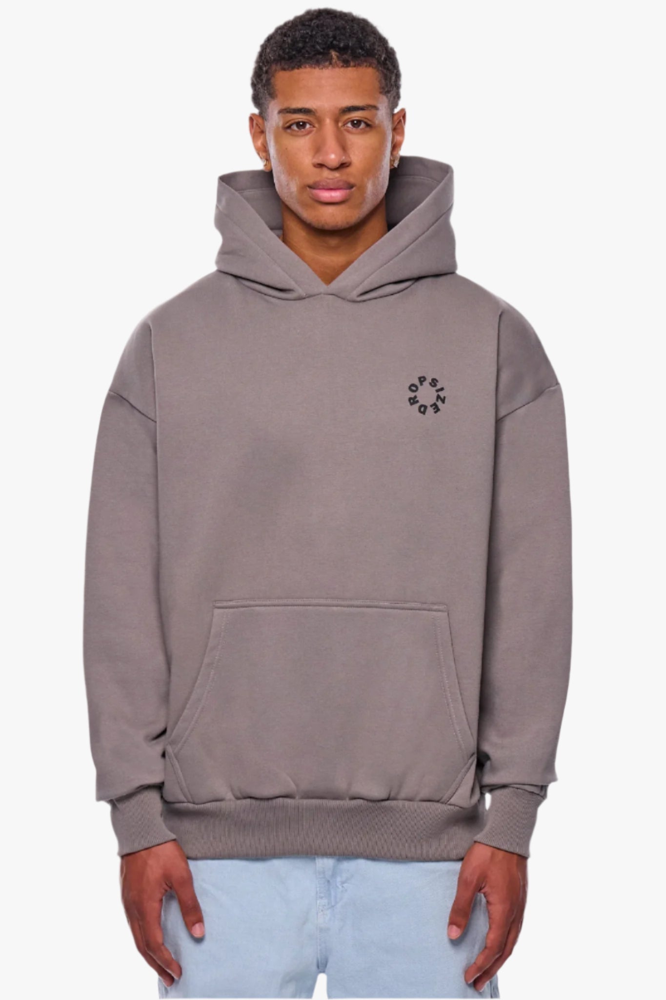 HEAVY OVERSIZE CIRCLE BLOCK HOODIE DRIFTWOOD