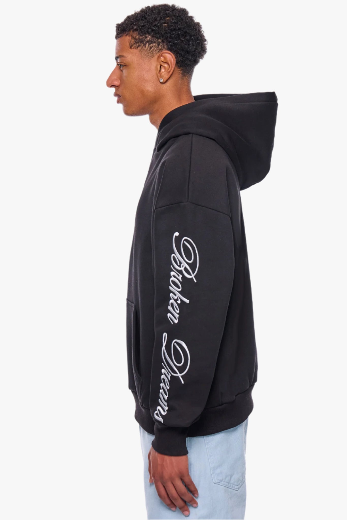 HEAVY OVERSIZE BROKEN DREAMS SLEEVE HOODIE BLACK