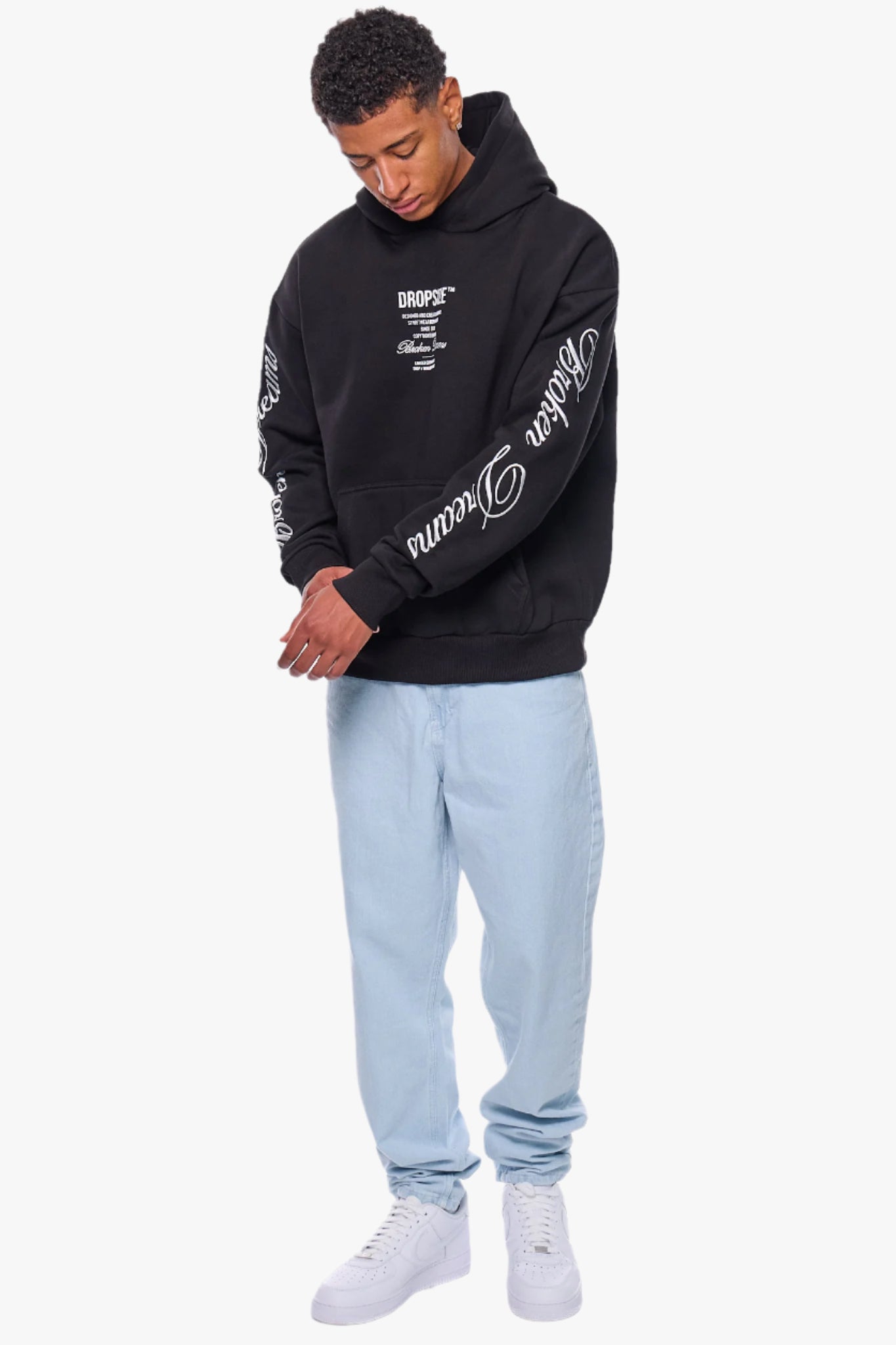 HEAVY OVERSIZE BROKEN DREAMS SLEEVE HOODIE BLACK