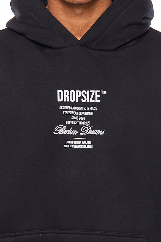 HEAVY OVERSIZE BROKEN DREAMS SLEEVE HOODIE BLACK