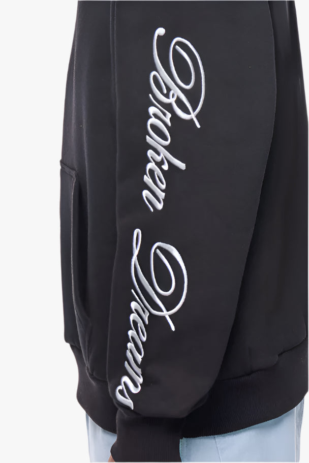 HEAVY OVERSIZE BROKEN DREAMS SLEEVE HOODIE BLACK