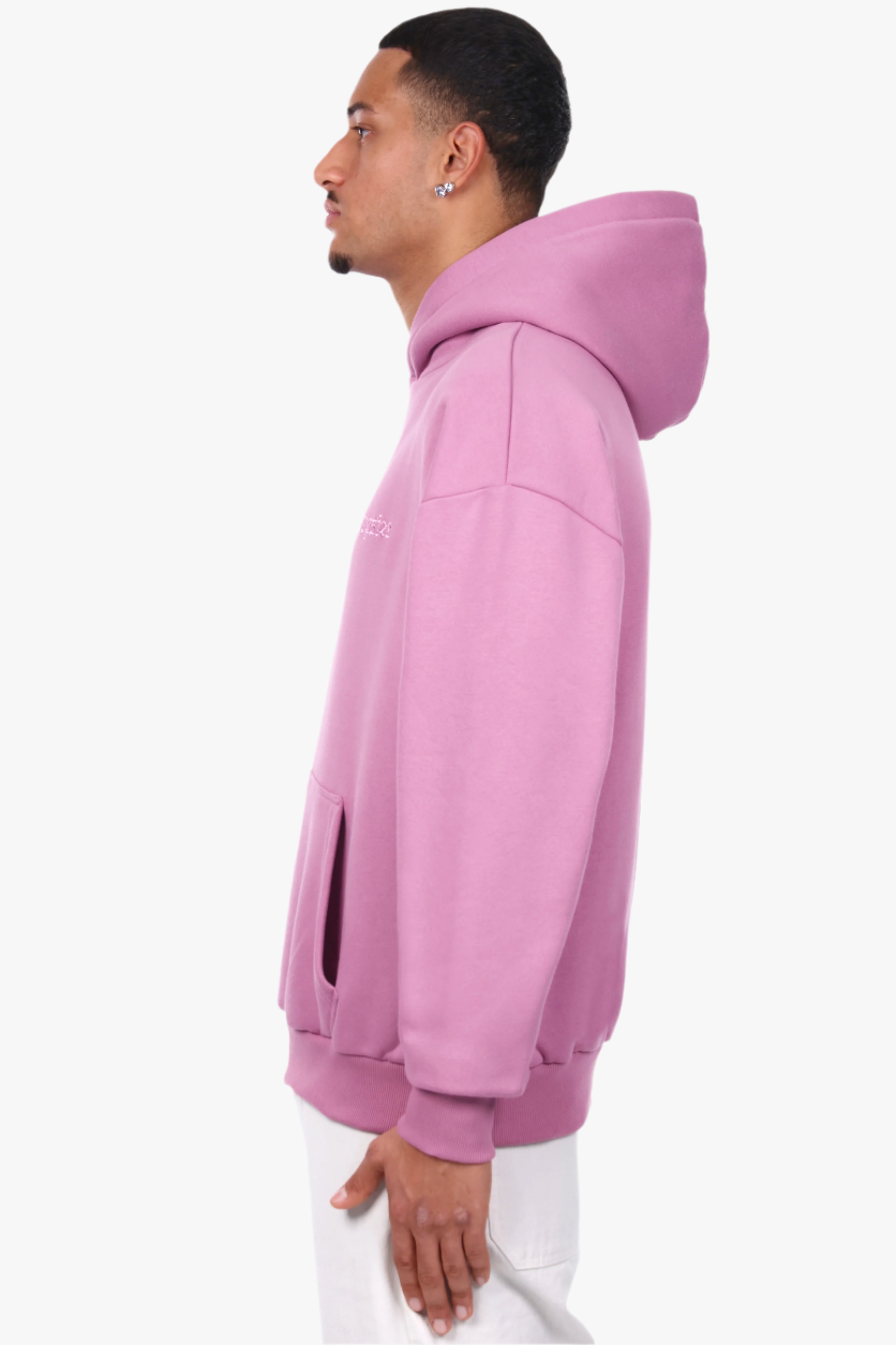 HEAVY OVERSIZE EMBO HOODIE DARK PINK
